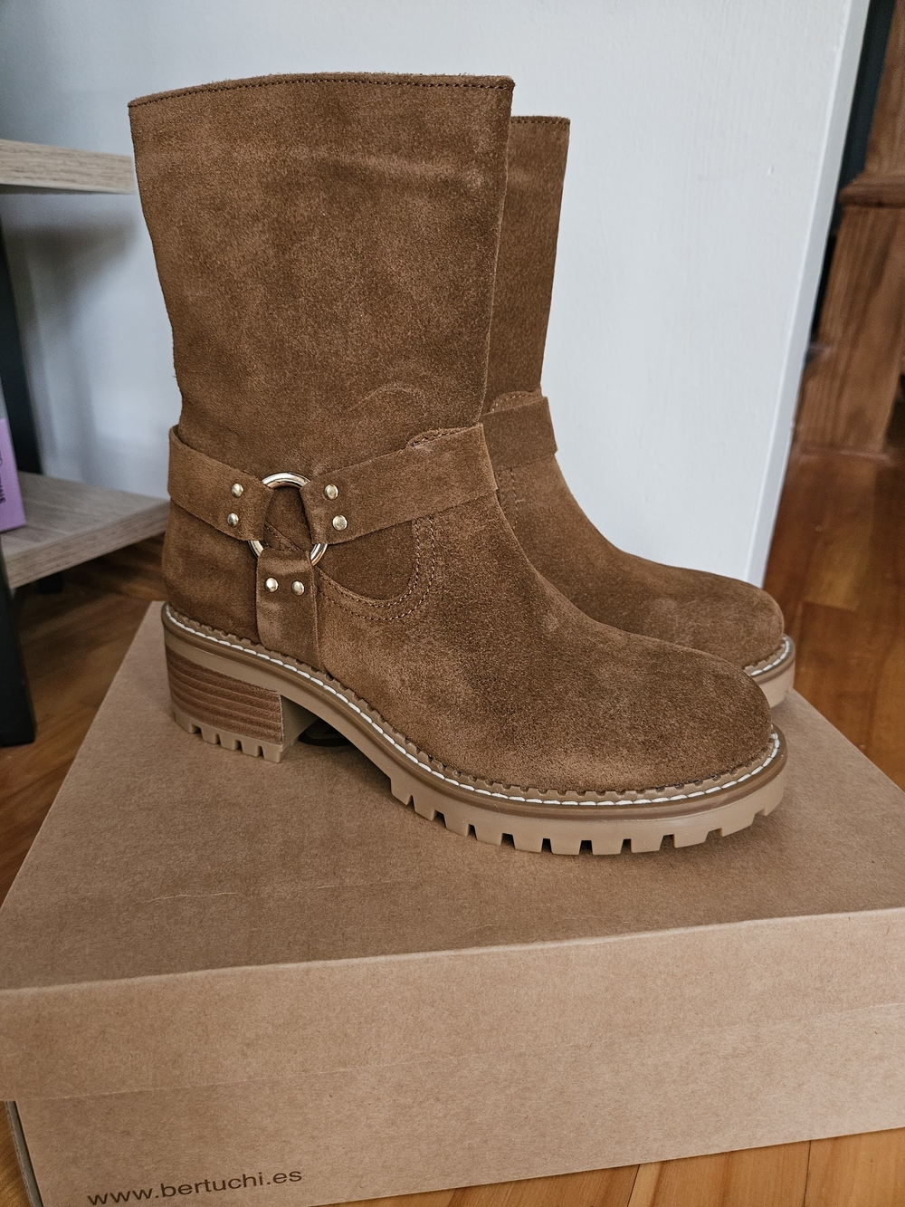 Bertuchi Suede Buckle Moto Boots - Made in Spain - Size 39 (US 8.5)